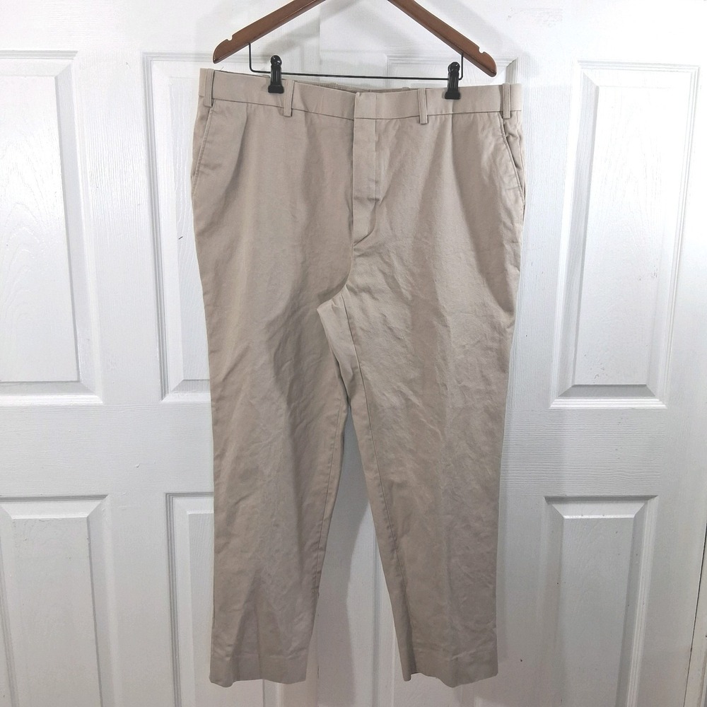 BOSSI Mens Chino Pants Khaki Tan Flat Front Trousers Heavyweight